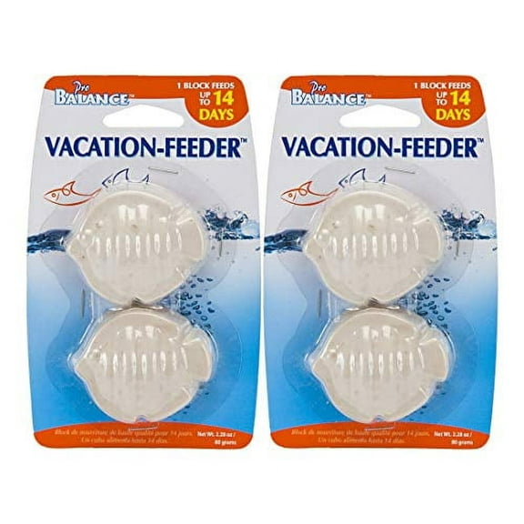 Penn Plax Pro-Balance 14-Day Vacation Time-Release Dissolving Feeding Blocks Fish Shape 2 Packages of 2 Blocks Each (4 Blocks Total) PBV14N for Aquariums