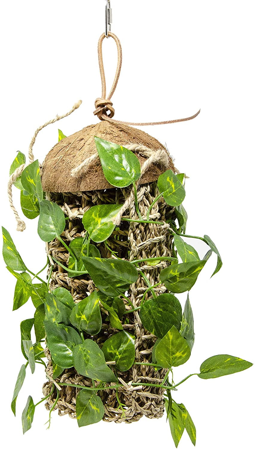 Penn-Plax Reptology Lizard Lounger Coconut Climber with Vines for Reptiles
