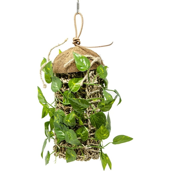 Penn-Plax Reptology Lizard Lounger Coconut Climber with Vines for Reptiles