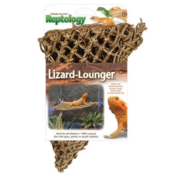 Penn-Plax Reptology Lizard Lounger Corner Triangle Terrarium Decor for Reptiles – Seagrass – Small
