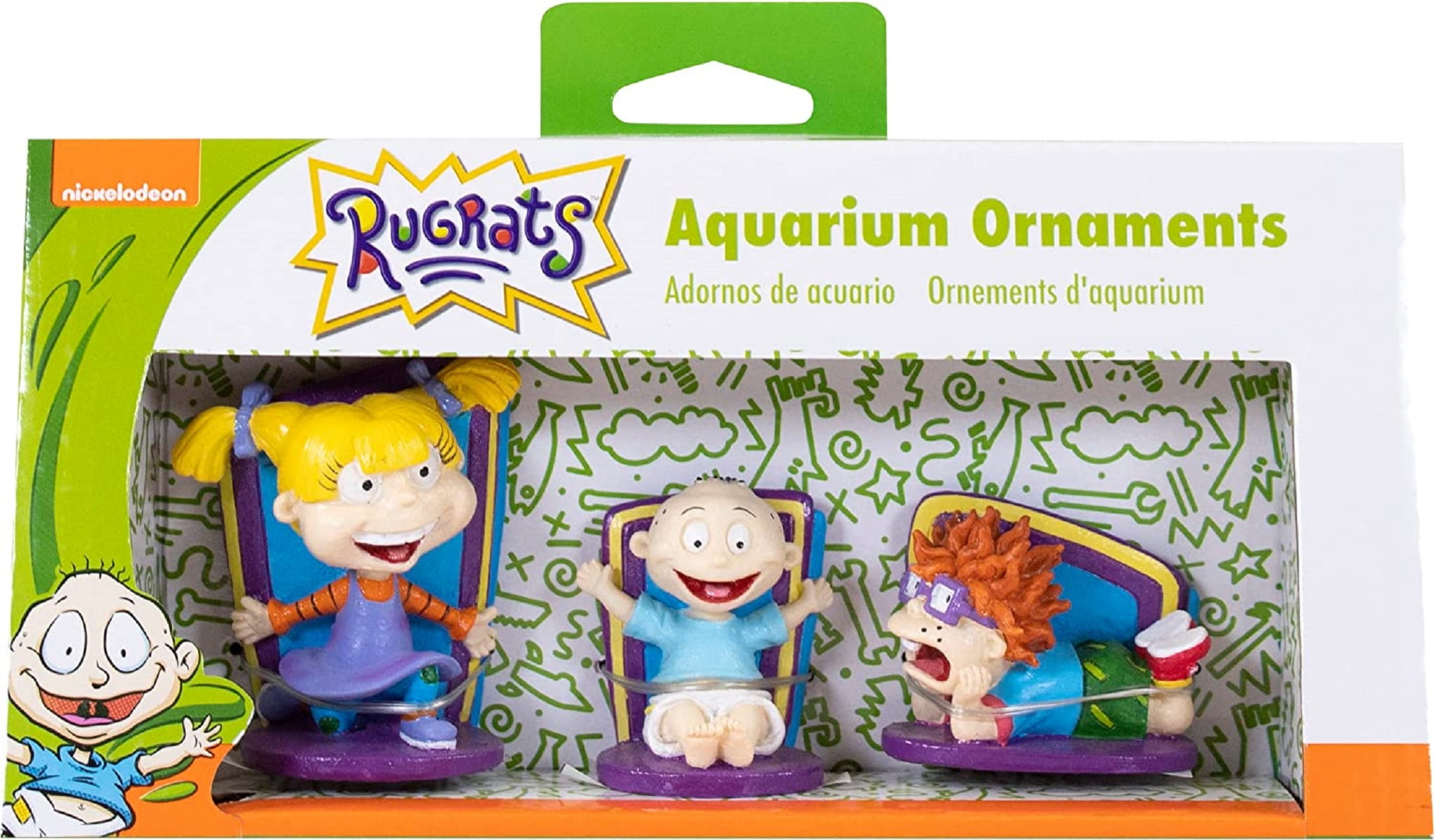 Penn-Plax Rugrats 3-Piece Aquarium Decoration Bundle – Includes Tommy, Chuckie, and Angelica – Small