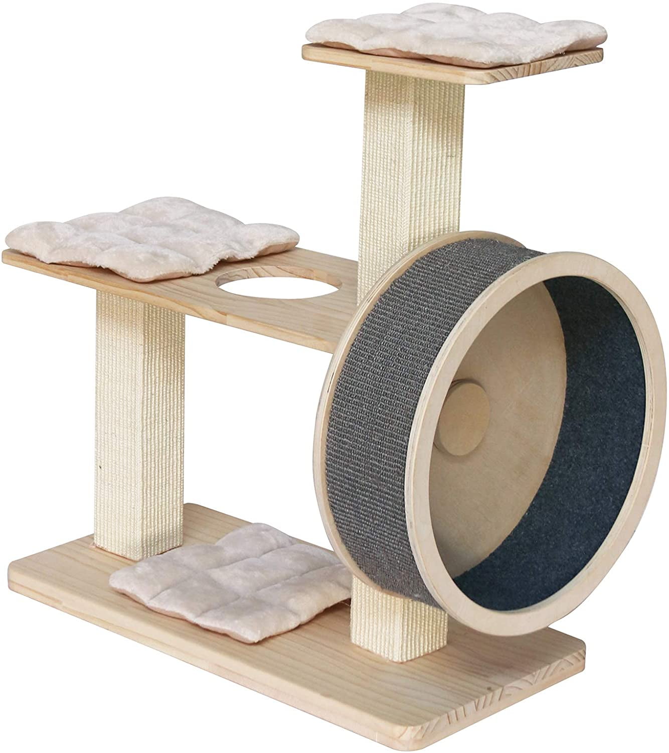 Penn-Plax Spin Kitty Cat Tree with Built-In Wheel – 2 Tiers with 20” Diameter Wheel