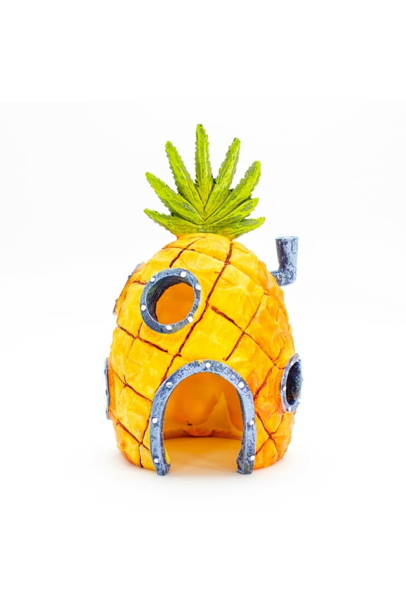 SpongeBob Pineapple Home Aquarium Decor, Yellow & Orange Resin - 3" x 3.25" x 5.25"