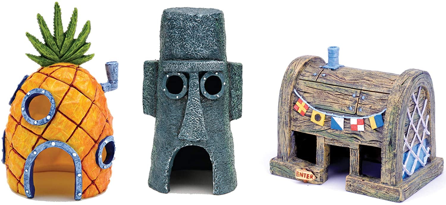 Penn-Plax SpongeBob SquarePants Officially Licensed 3-Piece Aquarium Ornament Bundle