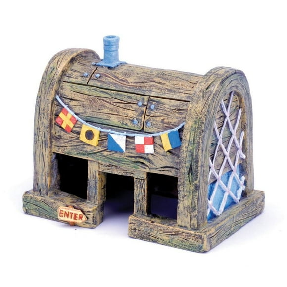 Penn-Plax Spongebob Squarepants Aquarium Resin Ornament - The Krusty Krab - Brown Color - Medium