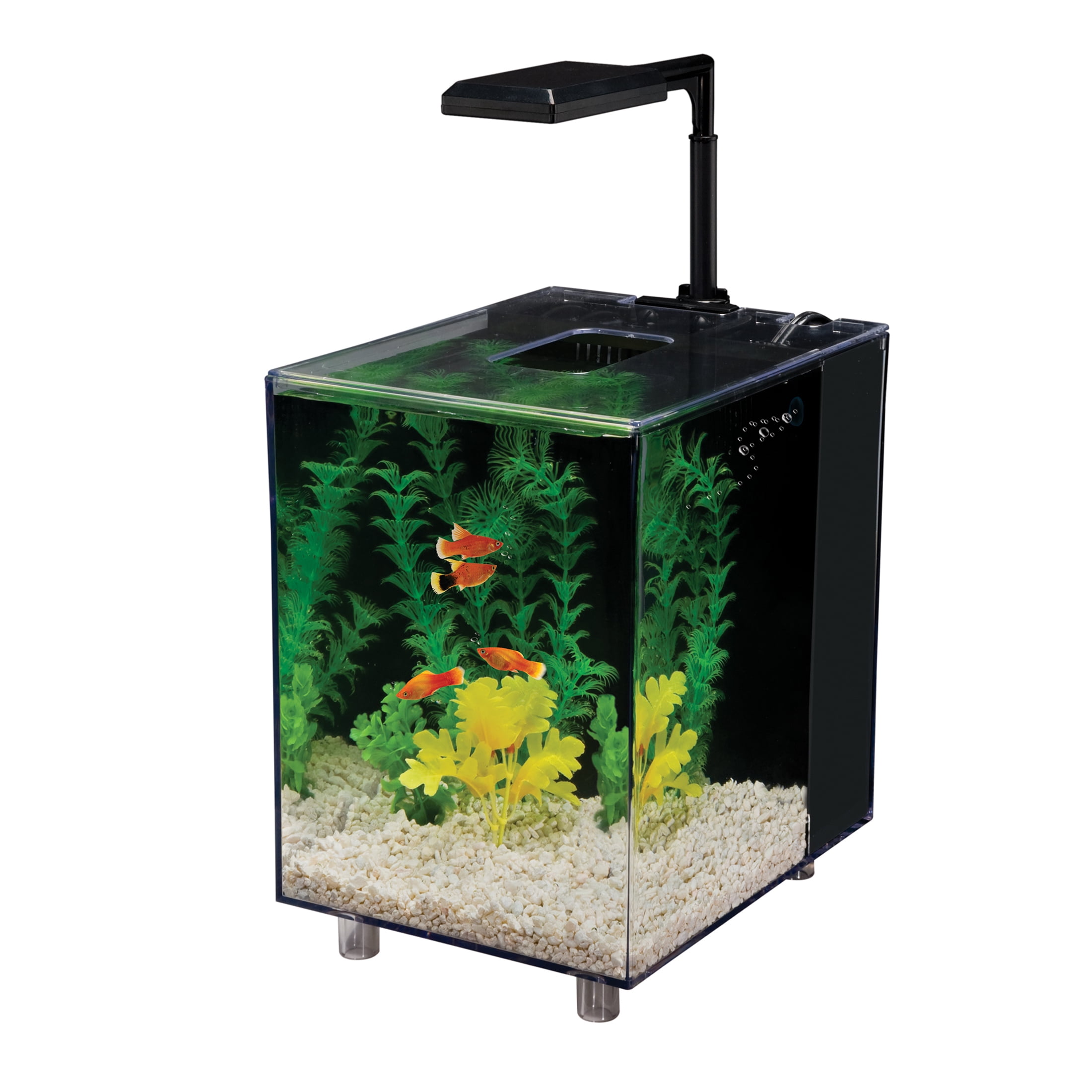Black Plastic 2 Gallon Desktop Aquarium with LED Light