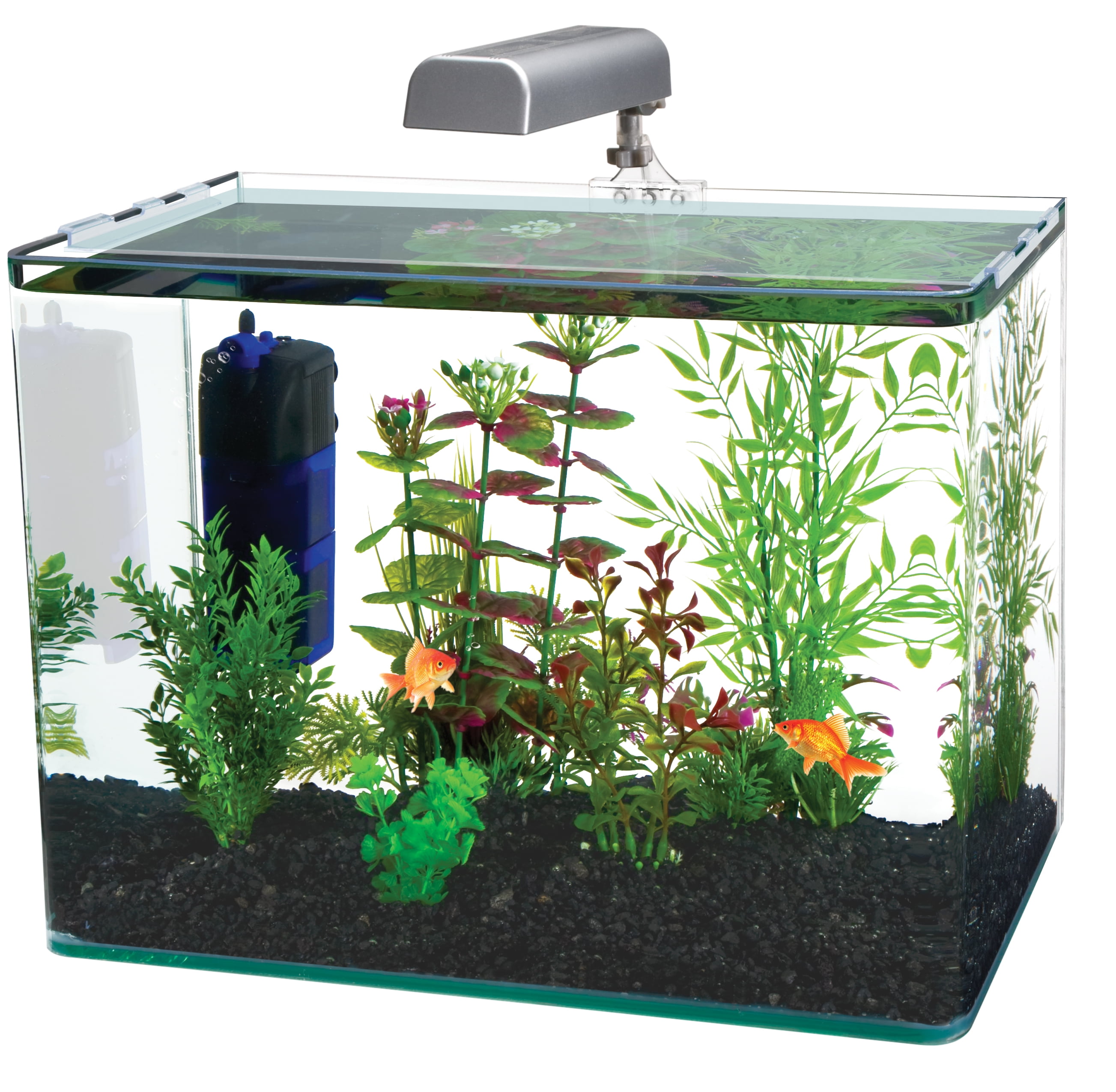 Aqueon LED 2.5 Gallon MiniBow SmartClean Fish Aquarium Kit w/ Nano Power  Filter
