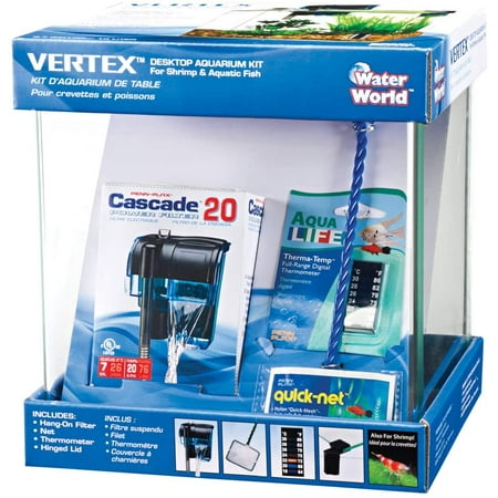 Penn-Plax Water-World Vertex Desktop Aquarium Kit – 2.7 Gallon Capacity Glass Tank