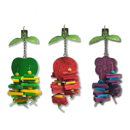Penn-Plax Wood Fruit Kabob Bird Toy Assortment - Multi-Color- 3 Count per Pack