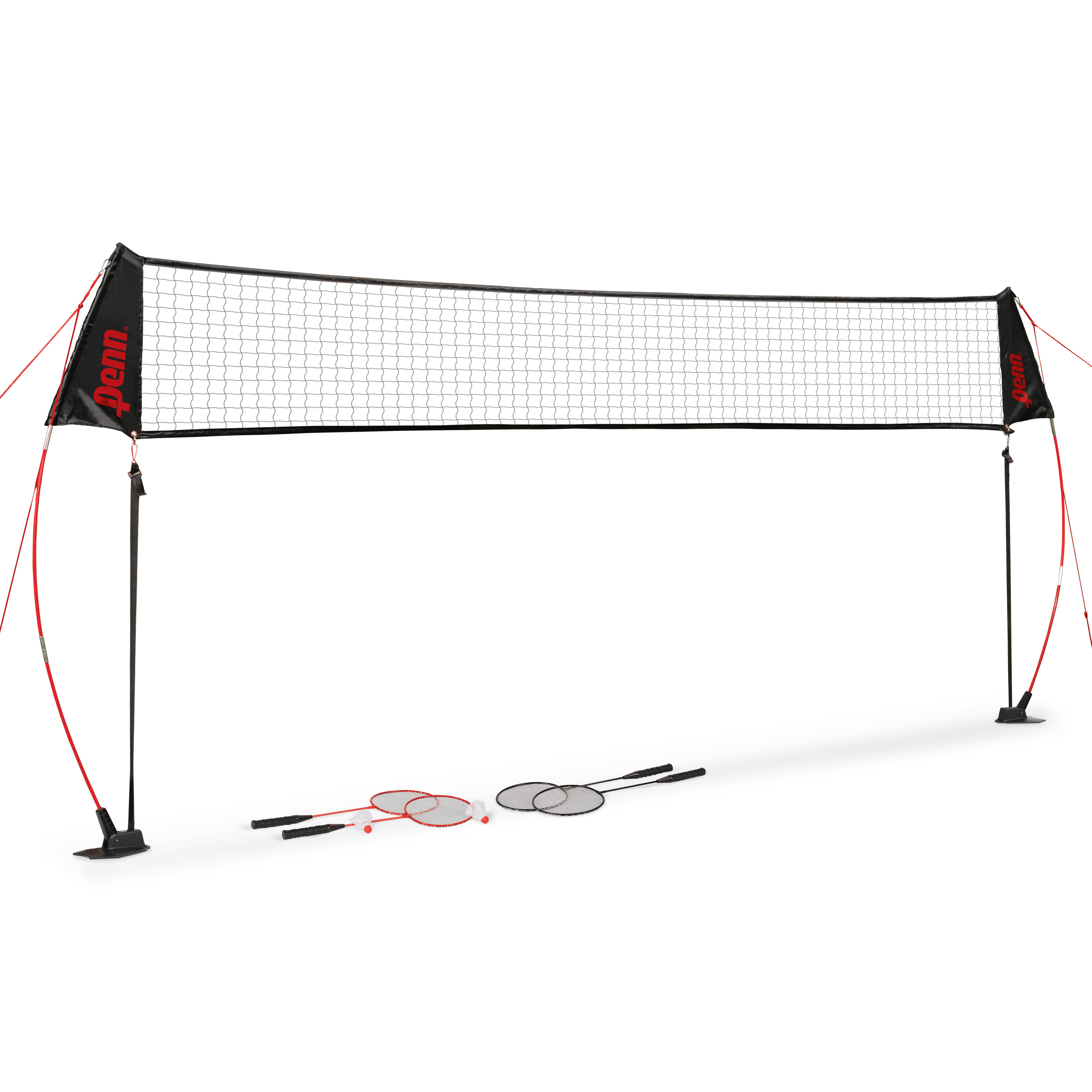 Penn Premium Easy Setup Badminton Set, Includes 4 Rackets and Shuttlecocks