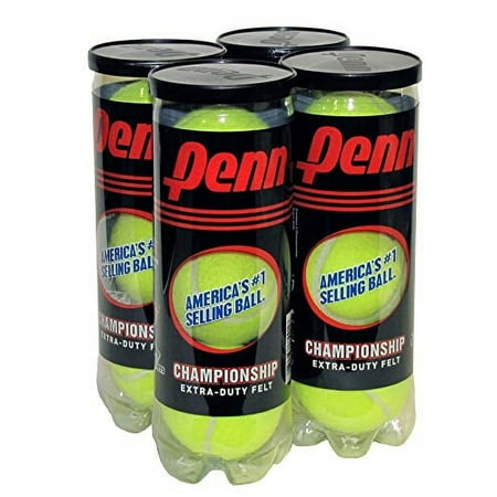 Penn Pressurized Tennis Balls, Rubber, 3 Count 4 Pack