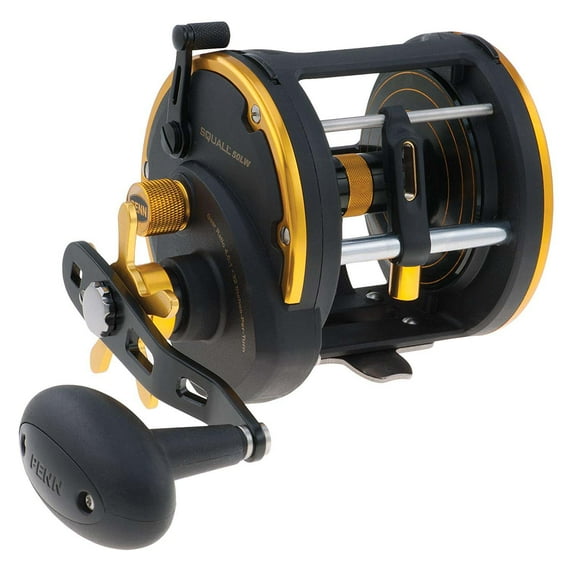 Penn SQL50LW Squall Levelwind Saltwater Fish Trolling Fishing Reel, Black & Gold