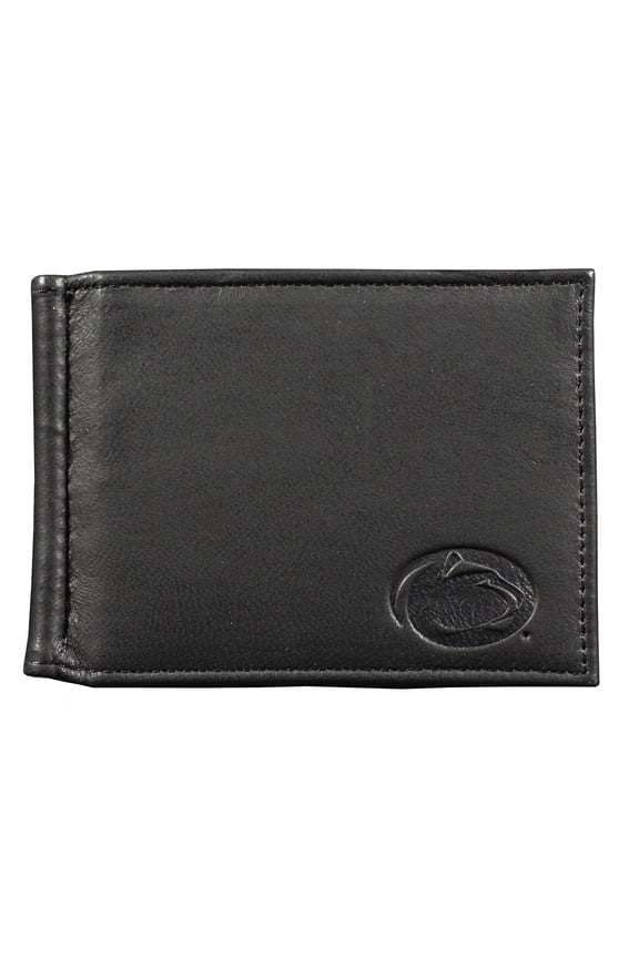 Penn-St-Lion's RFID Blocking Shield Black Leather Moneyclip Wallet