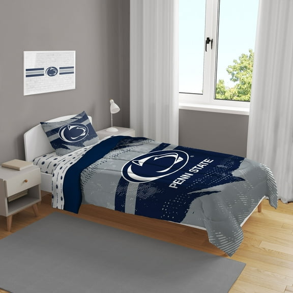 Penn State Nittany Lions Slanted Stripe 4-Piece Twin Bed Set