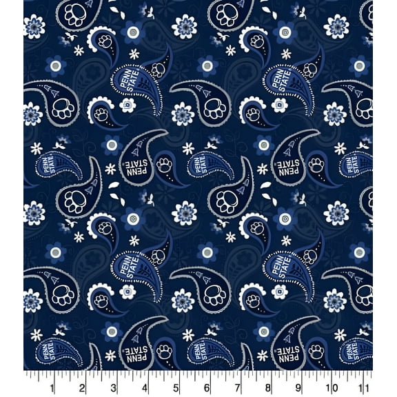 Penn State University Paisley Cotton Fabric-Sold by the Yard