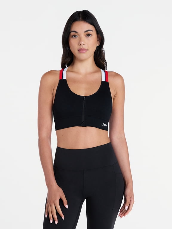 Women's Seamless Adjustable Zip Front Sports Bra, Sizes S-XL