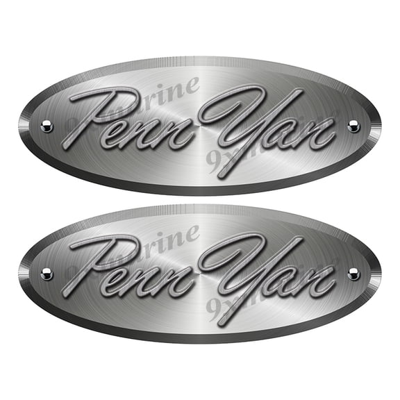 Penn Yan Oval Remastered Stickers. Brushed Metal Style - 10" long