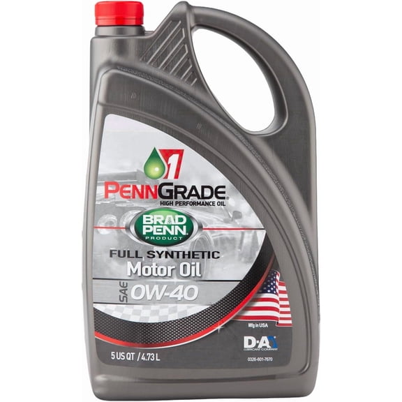 PennGrade 1 Full Synthetic SAE 0W-40 High Performance Motor Oil for Gasoline Engines, 5 Quart