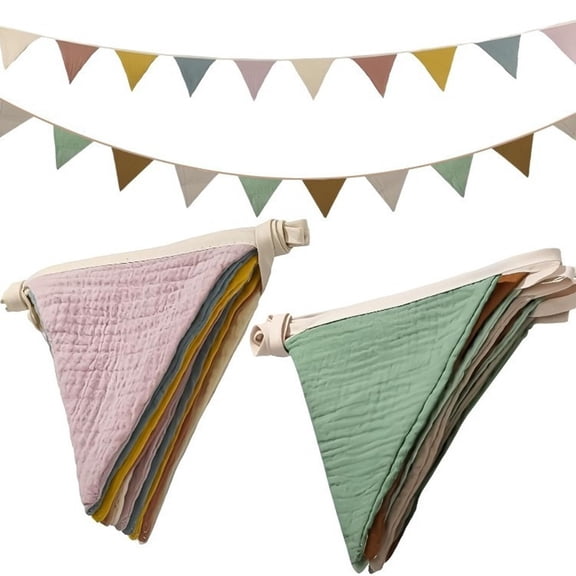 Pennant Banner Bunting Flags Nursery Garland Fabric Baby Banner Triangle Pennant Streamers for Boho Baby Shower Wedding Party Decor