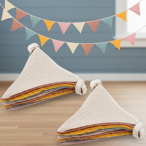 Pennant Banner Flags, 2 Pcs Double-Side Triangle Bunting Flag for Room Decor Birthday Wedding Shower Party Event(Rainbow Color)