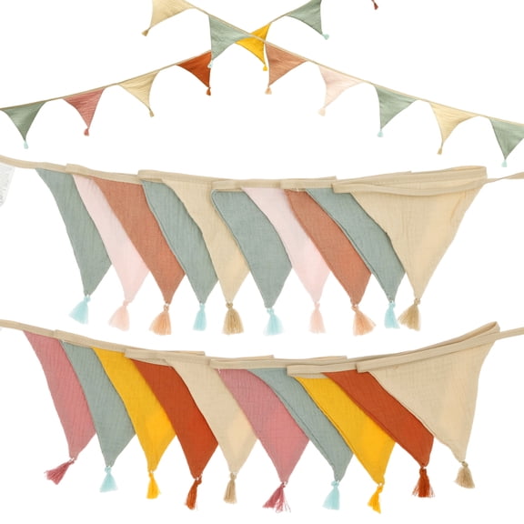 Pennant Banner Flags, 20 Tassel Flags, Rainbow Bunting Streamers for Party Decorations, Classroom Decor, Baby Shower, Festive Garland Banner String Decoration