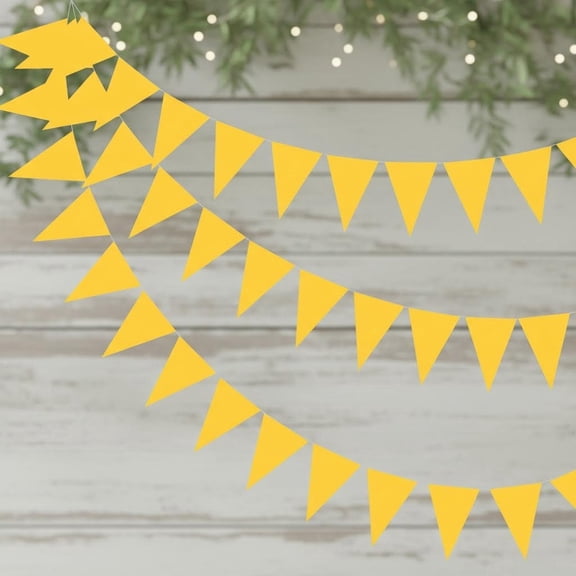 Pennant Banner Flags, Felt Fabric Triangle Flag String Bunting Garland for Carnival Wedding Party Decorations, Yellow