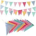 thumbnail image 1 of Pennant Banner Flags Pastel - Colorful Triangle Banners for Birthday Easter Classroom School Carnival Garland Outdoor Burlap Bunting Party Decorations 4 Strings, 1 of 8