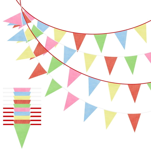 Pennant Banner Flags Triangle Banner Flags Garland Pennant String - 164 ft & 2 Pack & Color/Red/White