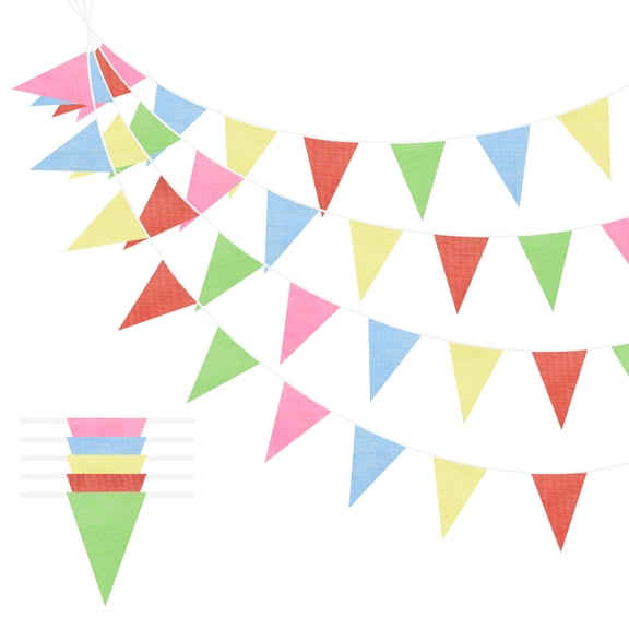 Pennant Banner Flags Triangle Banner Flags Garland Pennant String - 164 ft & 3 Pack & Color/White