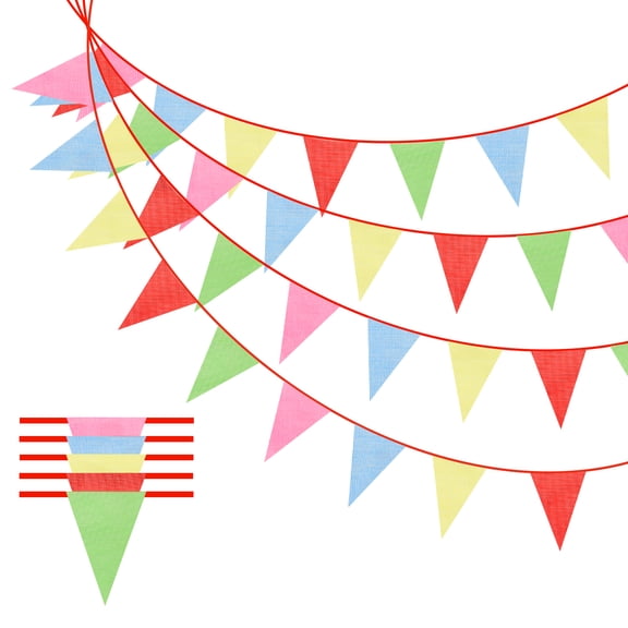 Pennant Banner Flags Triangle Banner Flags Garland Pennant String - 164 ft & 5 Pack & Color/Red