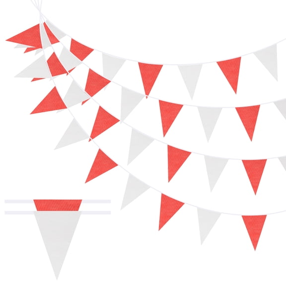 Pennant Banner Flags Triangle Banner Flags Garland Pennant String - Big & 328 ft & 2 Pack & Red/White