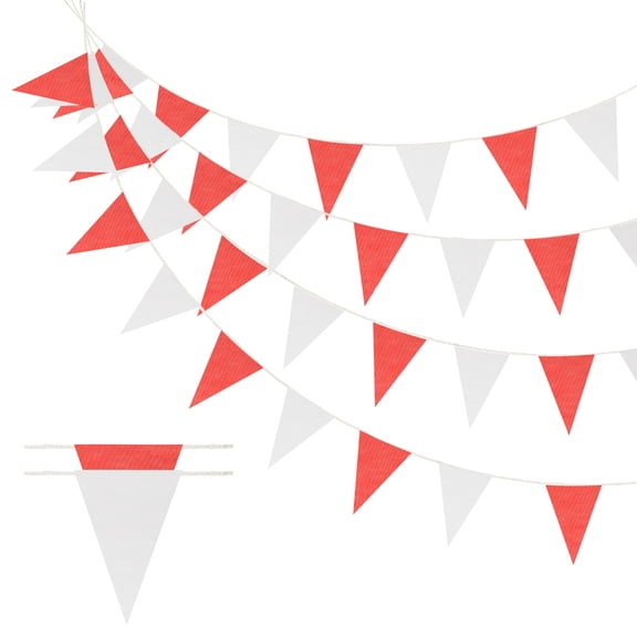 Pennant Banner Flags Triangle Banner Flags Garland Pennant String with Rope - Medium & 262 ft & 2 Pack & Red/White