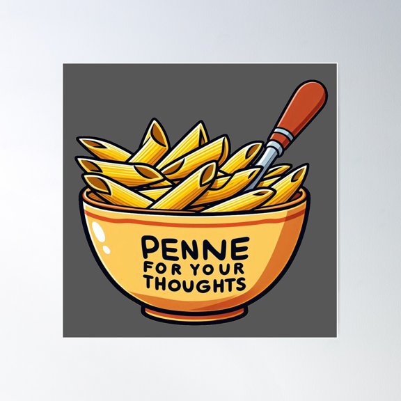 Penne For Your Thoughts Poster Wall Art, Modern Wall Decor For Living Room Bedroom, 16x16 UNFRAMED