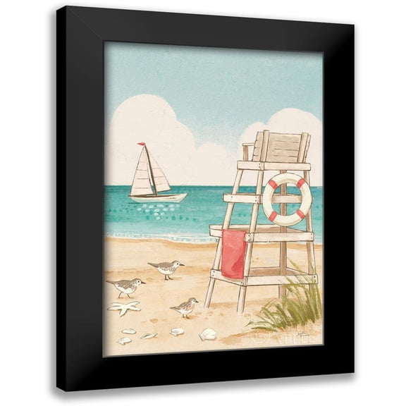 Penner, Janelle 11x14 Black Modern Framed Museum Art Print Titled - Beach Time III Vertical NW