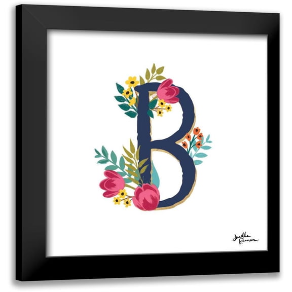 Penner, Janelle 12x12 Black Modern Framed Museum Art Print Titled - Romantic Luxe B Navy