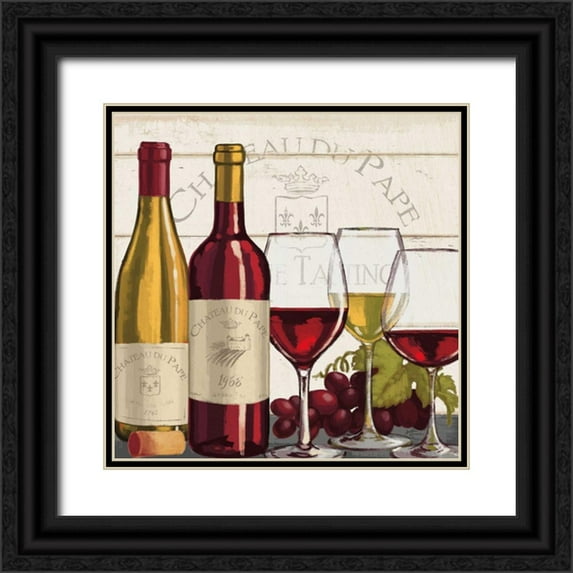 Penner, Janelle 12x12 Black Ornate Wood Framed with Double Matting Museum Art Print Titled - Wine Tasting II