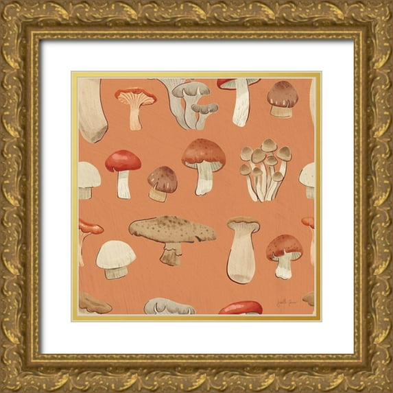 Penner, Janelle 12x12 Gold Ornate Wood Framed with Double Matting Museum Art Print Titled - Mushroom Madness Pattern IIIB