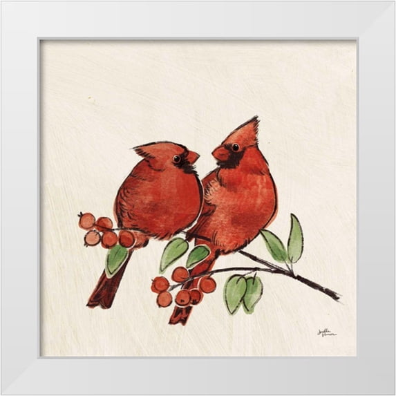 Penner, Janelle 12x12 White Modern Wood Framed Museum Art Print Titled - Christmas Lovebirds IX No Gold