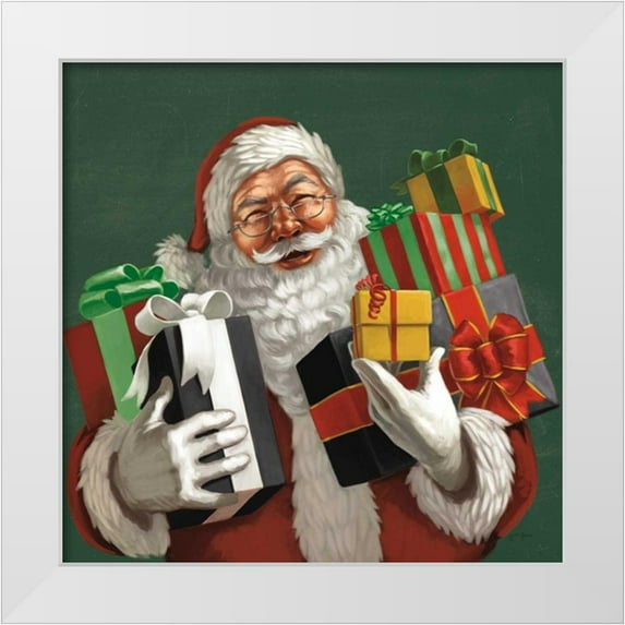 Penner, Janelle 12x12 White Modern Wood Framed Museum Art Print Titled - Holiday Santa IV Dark Green
