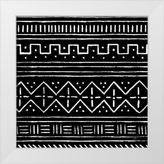Penner, Janelle 12x12 White Modern Wood Framed Museum Art Print Titled - Jungle Love Pattern V Sq II BW