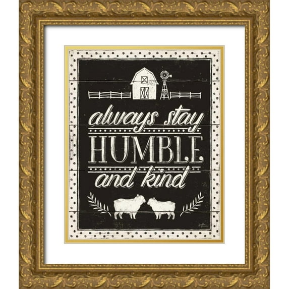 Penner, Janelle 12x14 Gold Ornate Wood Framed with Double Matting Museum Art Print Titled - Country Thoughts IV Black
