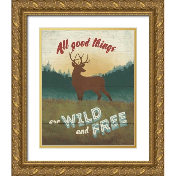 Penner, Janelle 12x14 Gold Ornate Wood Framed with Double Matting Museum Art Print Titled - Discover the Wild II