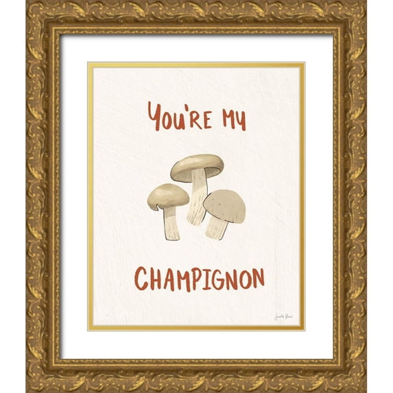 Penner, Janelle 12x14 Gold Ornate Wood Framed with Double Matting Museum Art Print Titled - Mushroom Madness II
