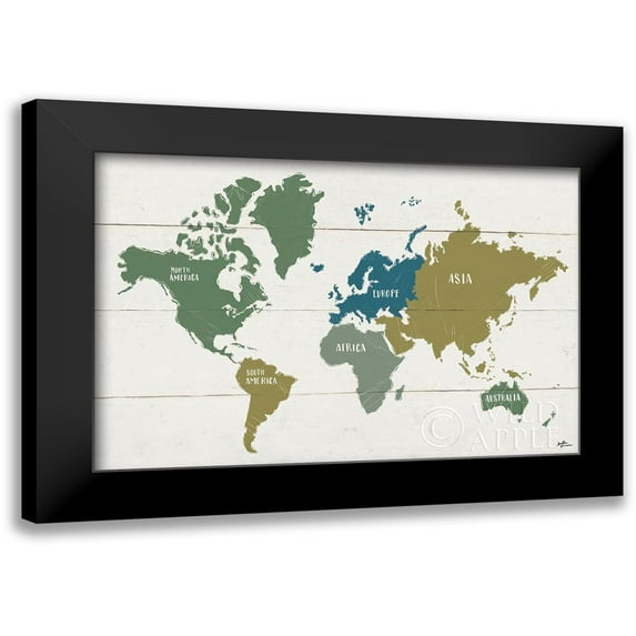Penner, Janelle 14x11 Black Modern Framed Museum Art Print Titled - Peace and Lodge World Map