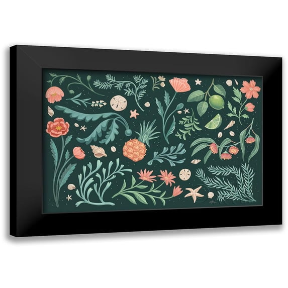 Penner, Janelle 14x11 Black Modern Framed Museum Art Print Titled - Seaside Botanical I Dark