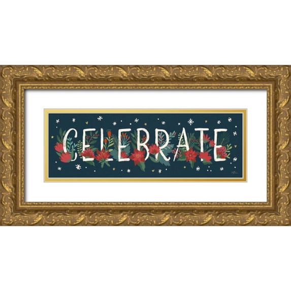 Penner, Janelle 14x7 Gold Ornate Wood Framed with Double Matting Museum Art Print Titled - Christmas Bloom IX