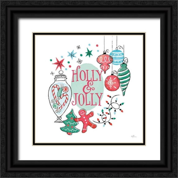 Penner, Janelle 15x15 Black Ornate Wood Framed with Double Matting Museum Art Print Titled - Retro Christmas IV v2