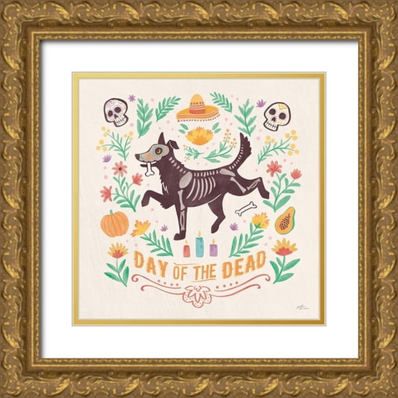 Penner, Janelle 15x15 Gold Ornate Wood Framed with Double Matting Museum Art Print Titled - La Calaca V