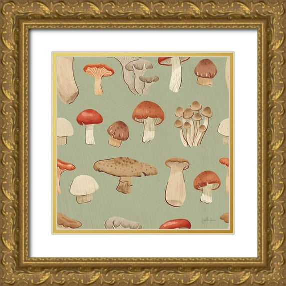 Penner, Janelle 15x15 Gold Ornate Wood Framed with Double Matting Museum Art Print Titled - Mushroom Madness Pattern IIID