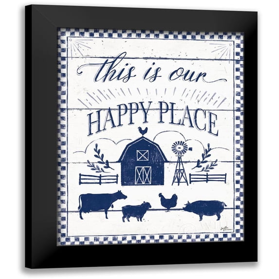 Penner, Janelle 15x18 Black Modern Framed Museum Art Print Titled - Country Thoughts I v2 Indigo White